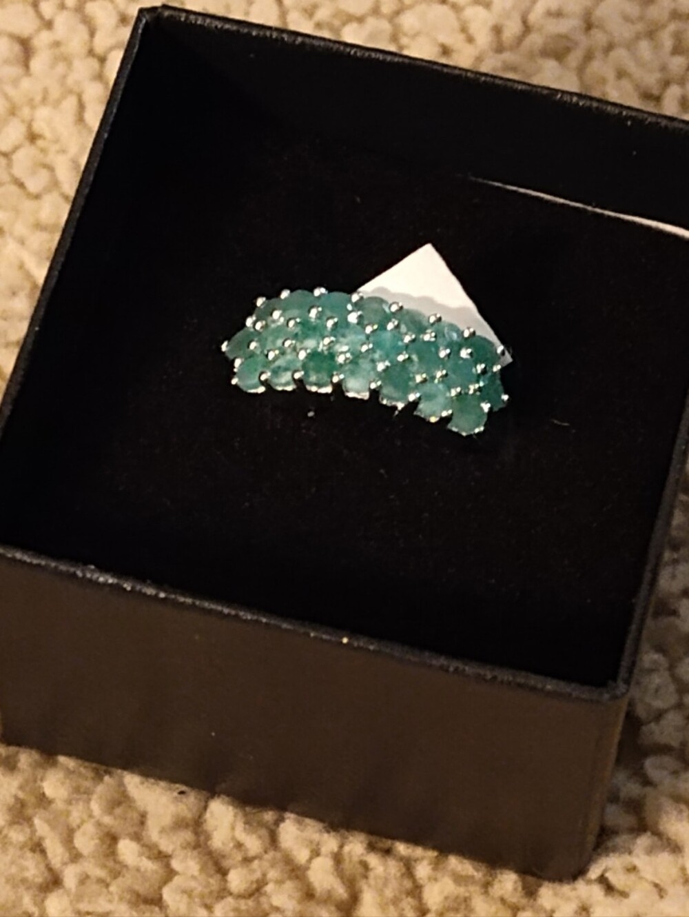 NWT! Women's Jade Green 3 Row Cluster Stone - Ring Sz 7